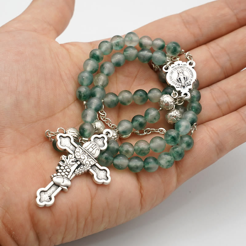 Christianartworkshop Aqua Green Chalcedony Crystal Prayers Blessing Rosary