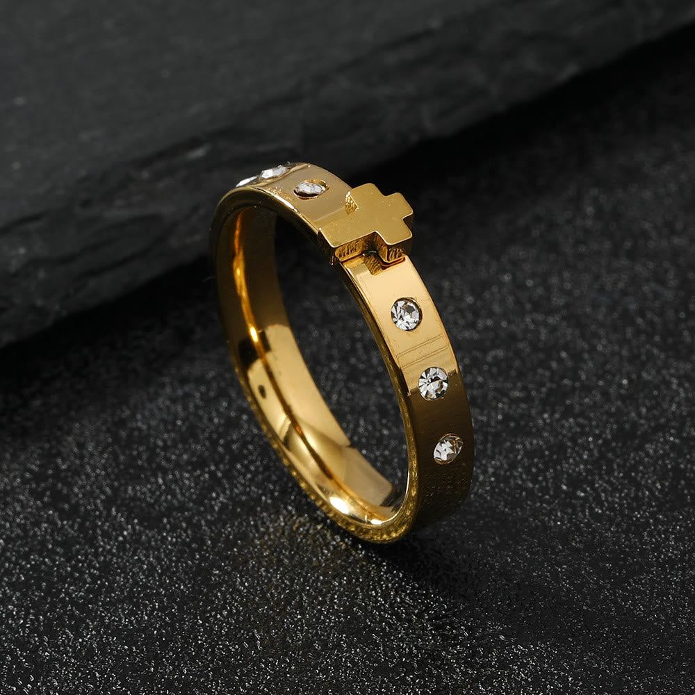 Christiandiscipleshop Colorfast Three-dimensional Cross Stainless Steel Ring