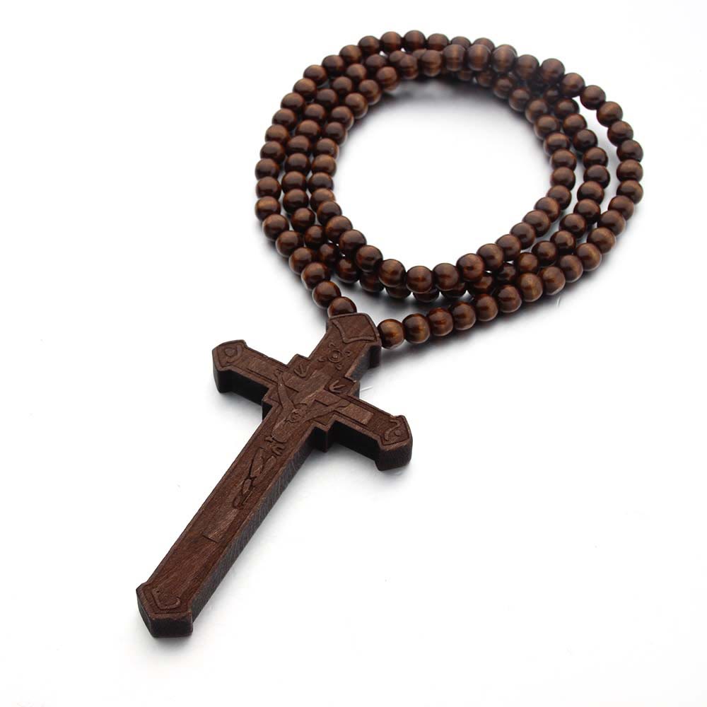 christiandiscipleshop Jesus Cross Wooden Necklace