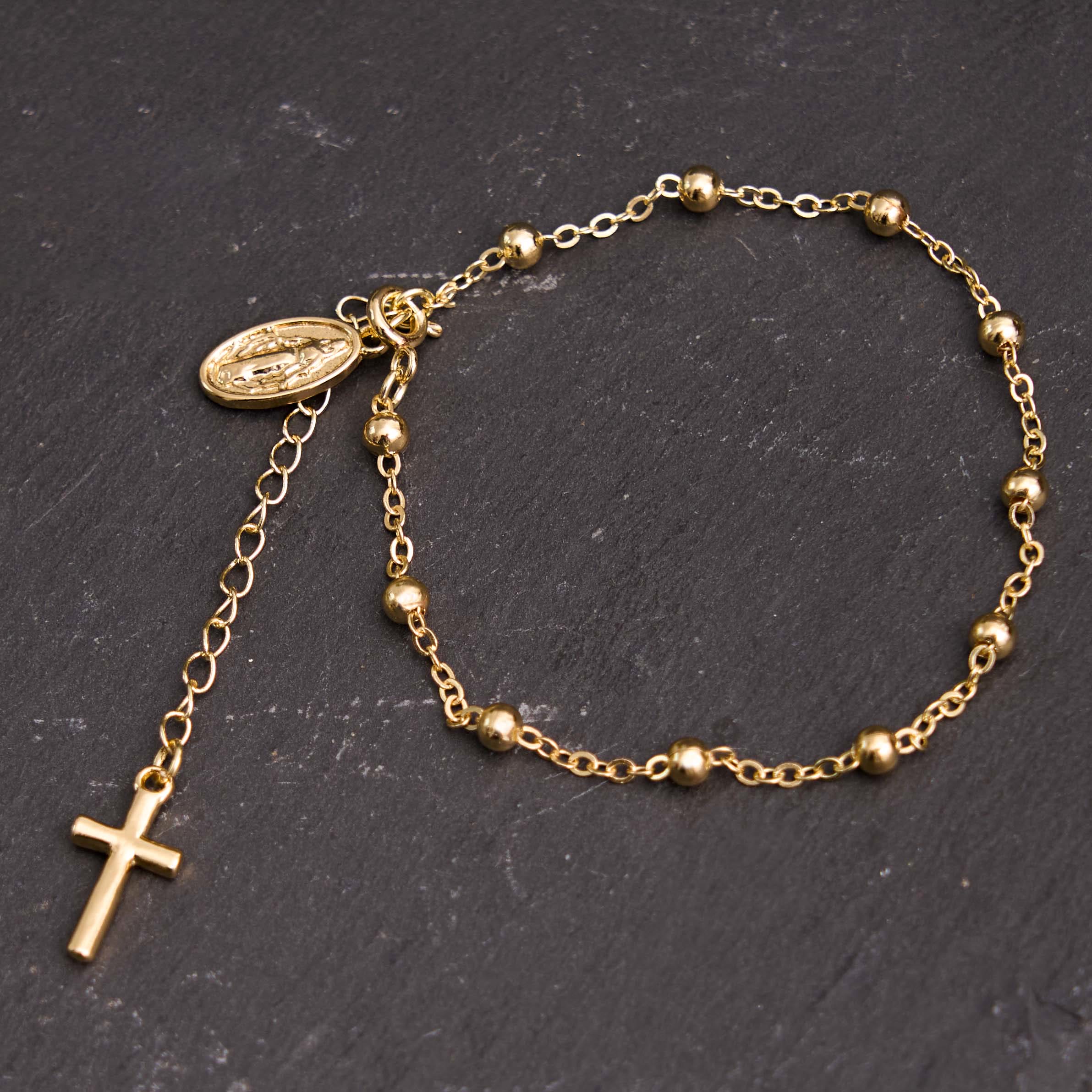 christiandiscipleshop Virgin Mary Medal & Cross Adjustable Simple Casual Bracelet