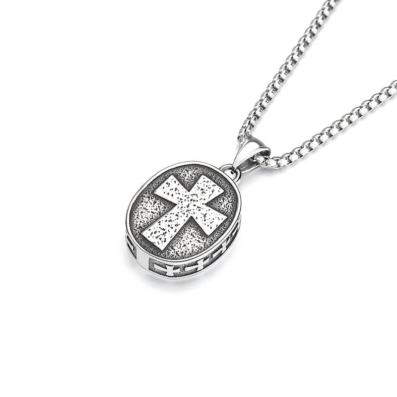 christiandiscipleshopthe Golden Christ Saint Medal Pendant Titanium Necklace