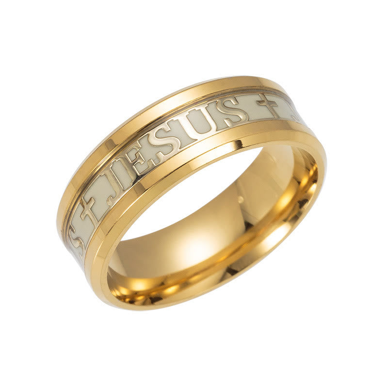 christiandiscipleshop Luminous "JESUS" Printed Stainless Steel Ring