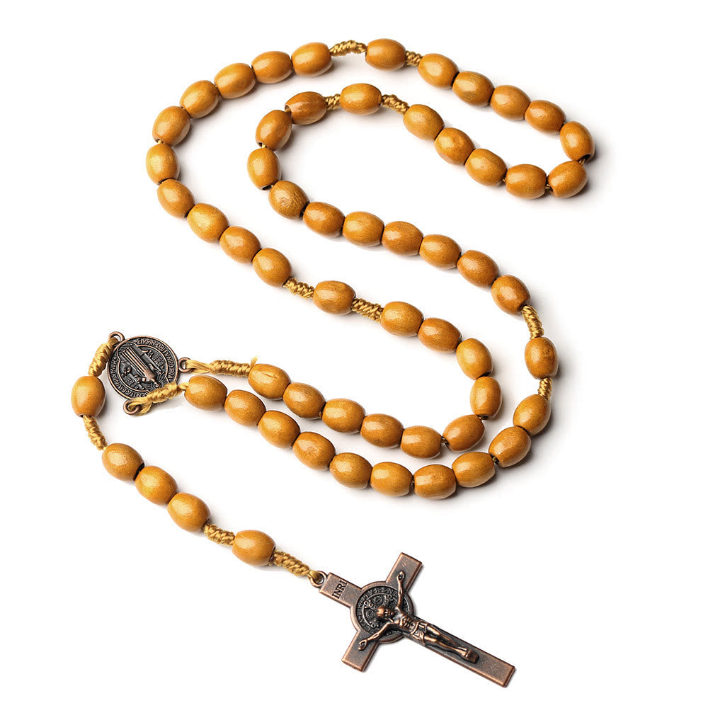 Christiandiscipleshop St. Benedict Olive Wood Prayer Rosary