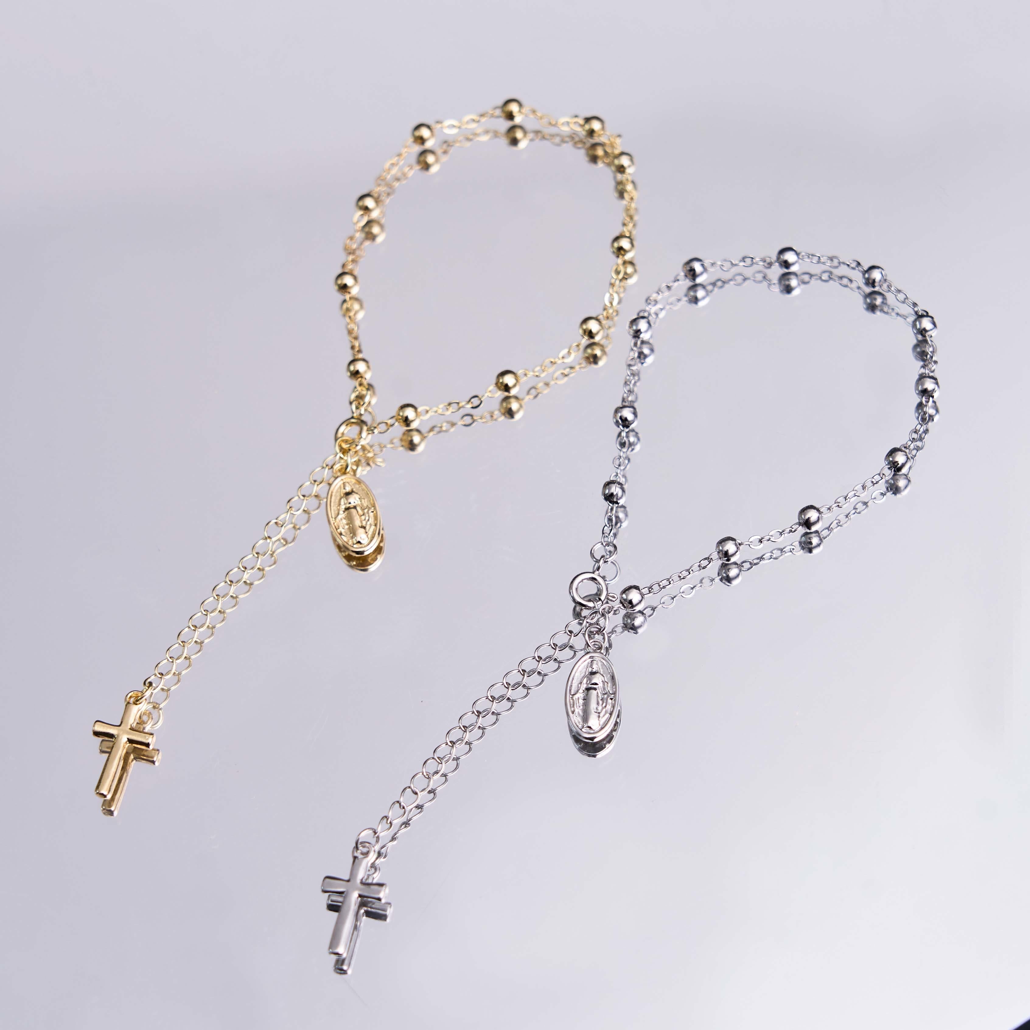 christiandiscipleshop Virgin Mary Medal & Cross Adjustable Simple Casual Bracelet