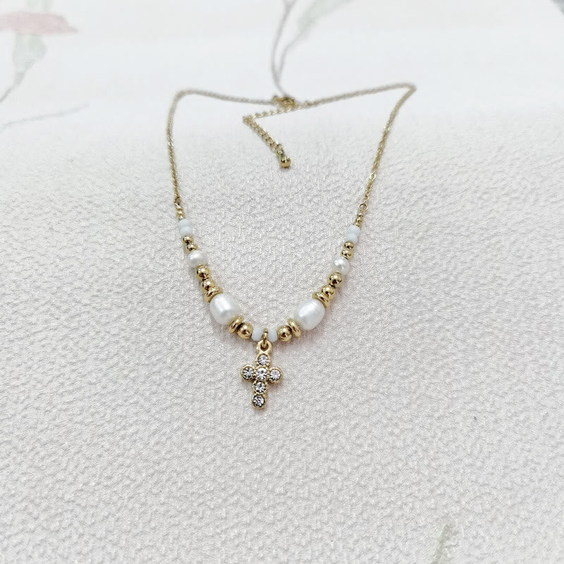 Christiandiscipleshop Freshwater Pearl Cross Necklace