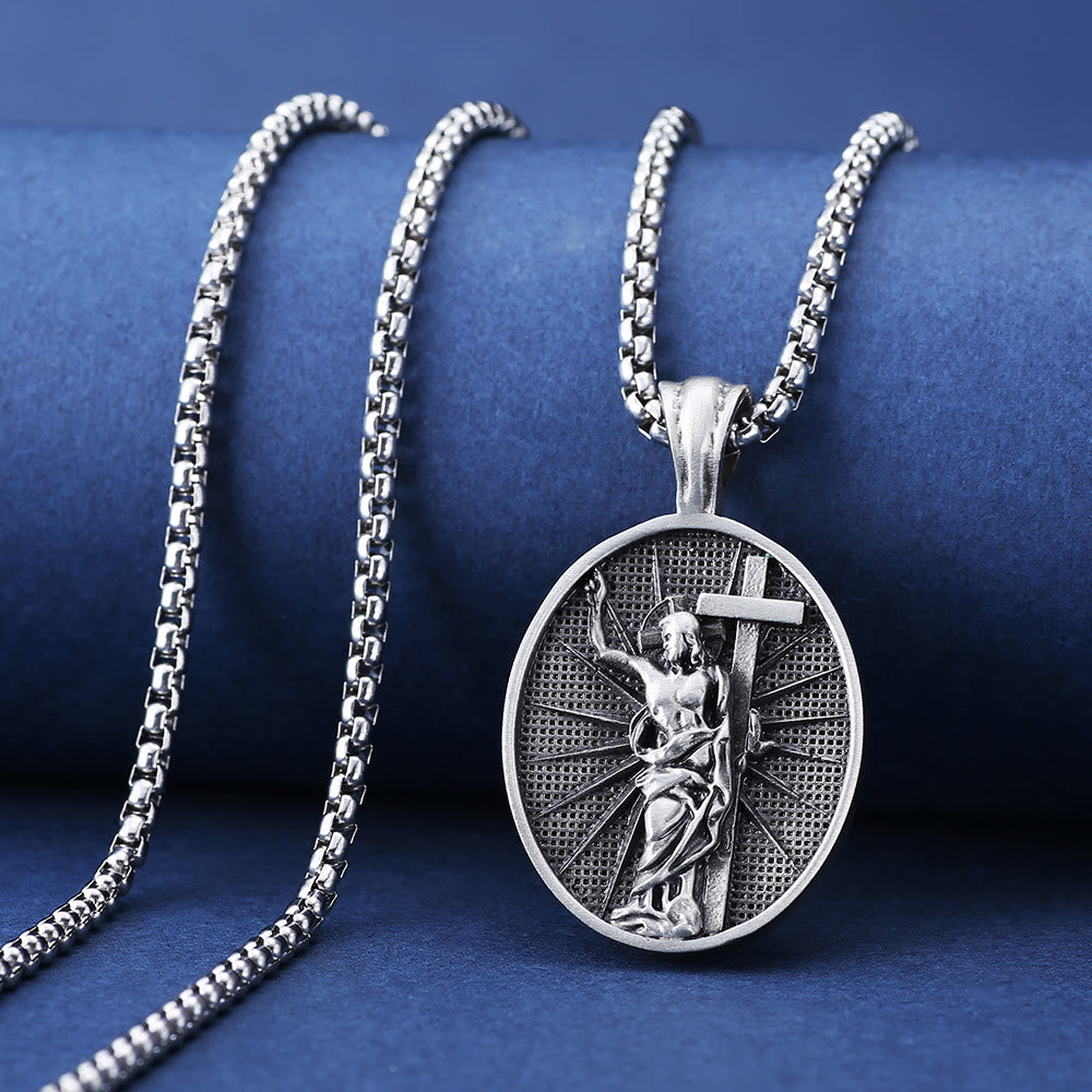 Christiandiscipleshop Risen Jesus Medallion Christian Religious Necklace