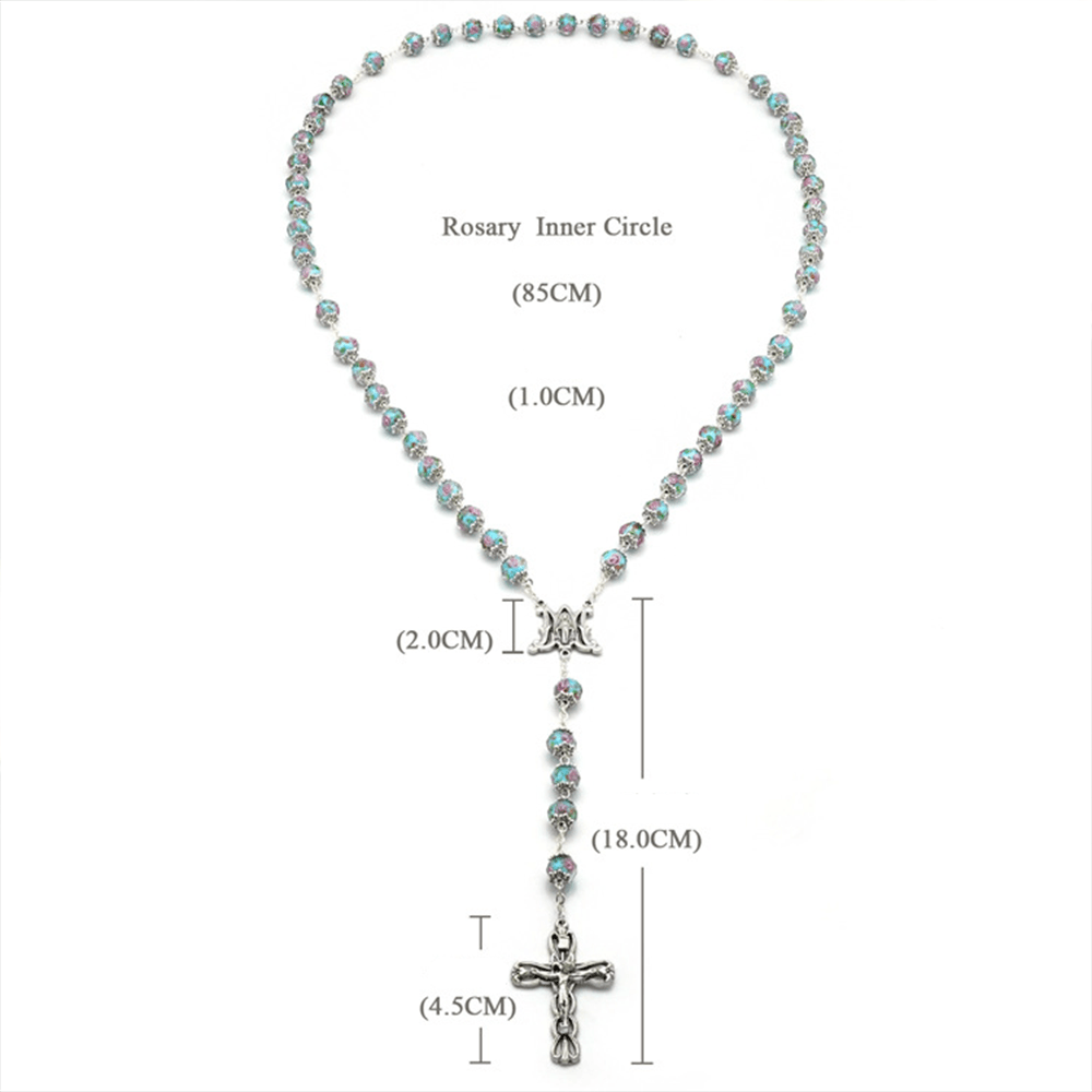Christiandiscipleshop Glazed Crystal Rose Flower Beads Rosary