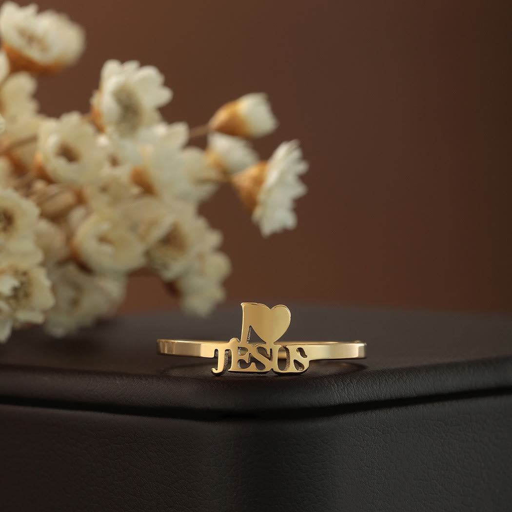 Christianartworkshop "I Love Jesus" Christian Faith Minimalism Ring