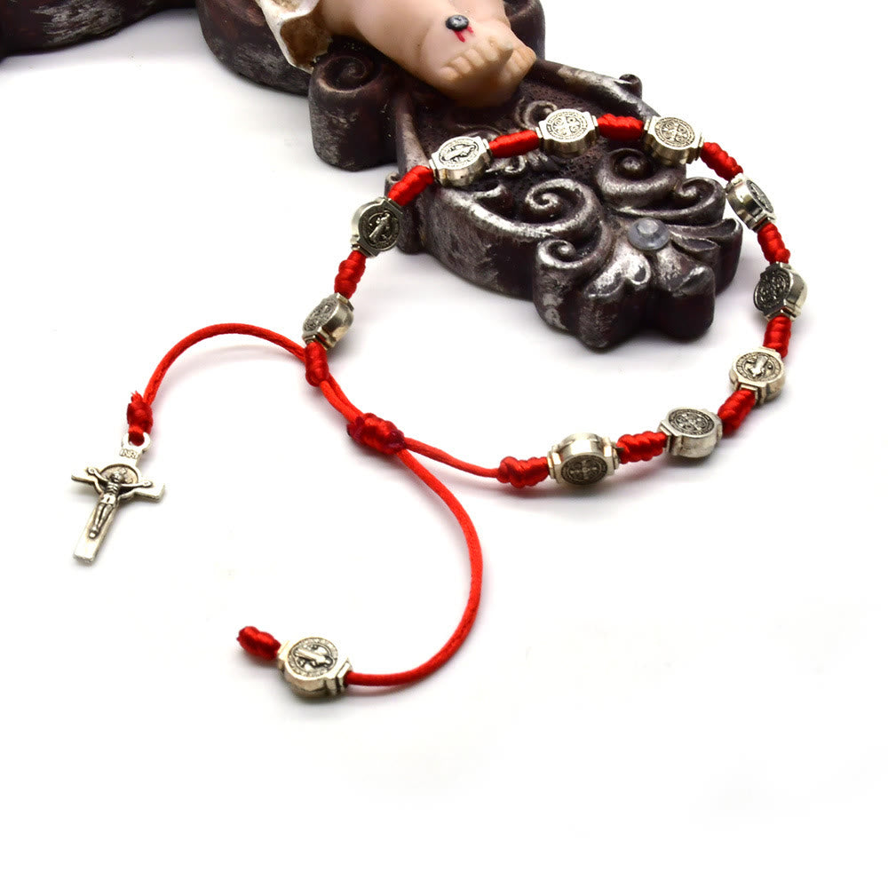 Christiandiscipleshop St. Benedict Knotted Red String Amulet Bracelet