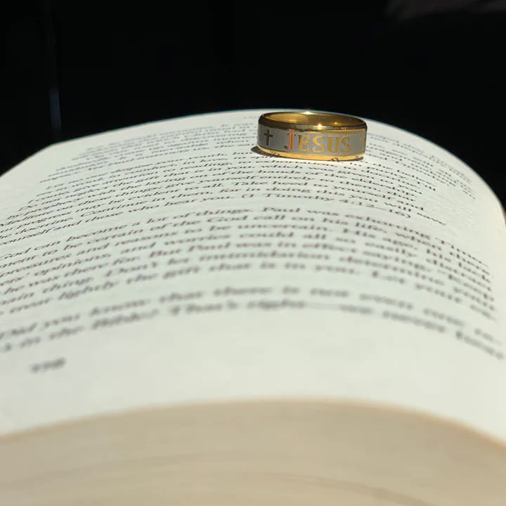 christiandiscipleshop Titanium Steel Ring with Laser engraving "JESUS"