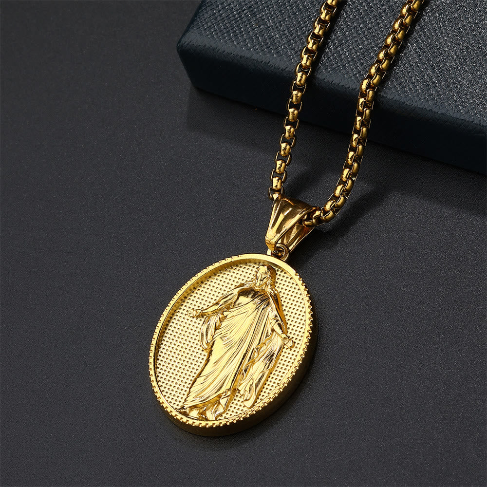 christiandiscipleshop Jesus Medallion Pendant Blessing Necklace
