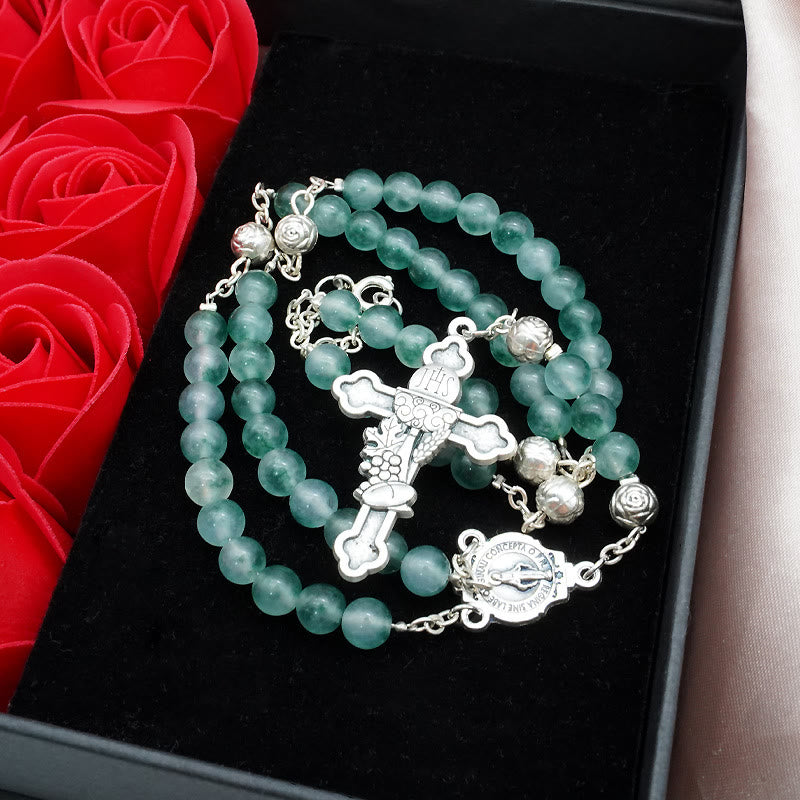 Christianartworkshop Aqua Green Chalcedony Crystal Prayers Blessing Rosary