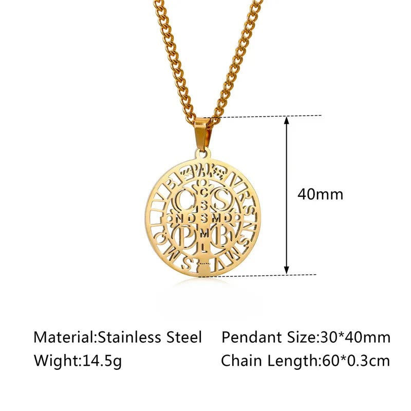 Christiandiscipleshop St. Benedict Symbol Openwork Pendant Necklace