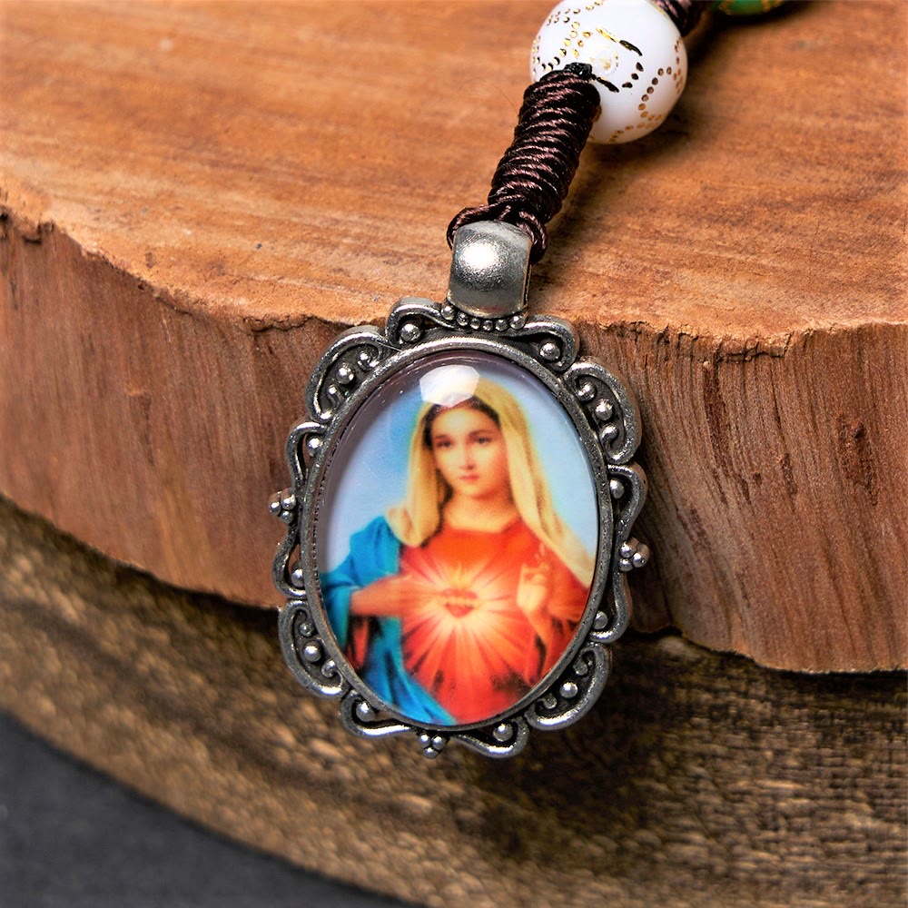 Christiandiscipleshop Our Lady of Mercy & Crucifix of 8 mm Round Multicolor Acrylic Nylon Cord Rosary