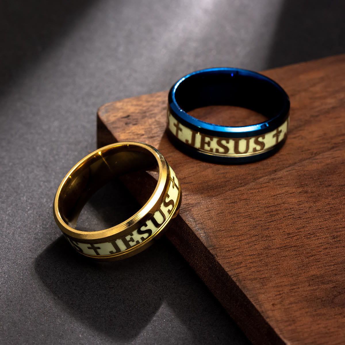 christiandiscipleshop Luminous "JESUS" Printed Stainless Steel Ring