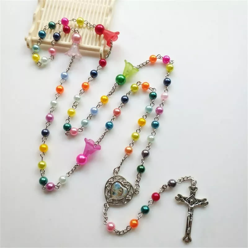 christiandiscipleshopJesus & Mary Colorful Pearl Rosary