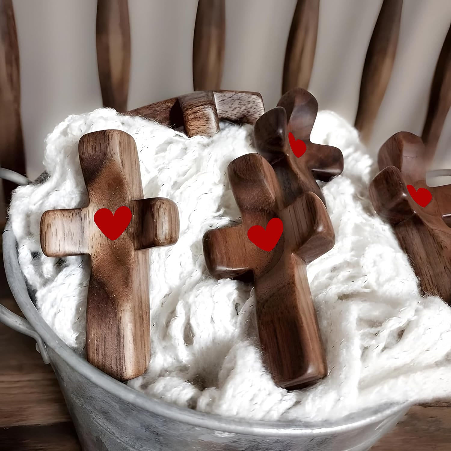 Christiandiscipleshop Modern Style Walnut Multicolor Thumb Cross Praying Handle Ornaments