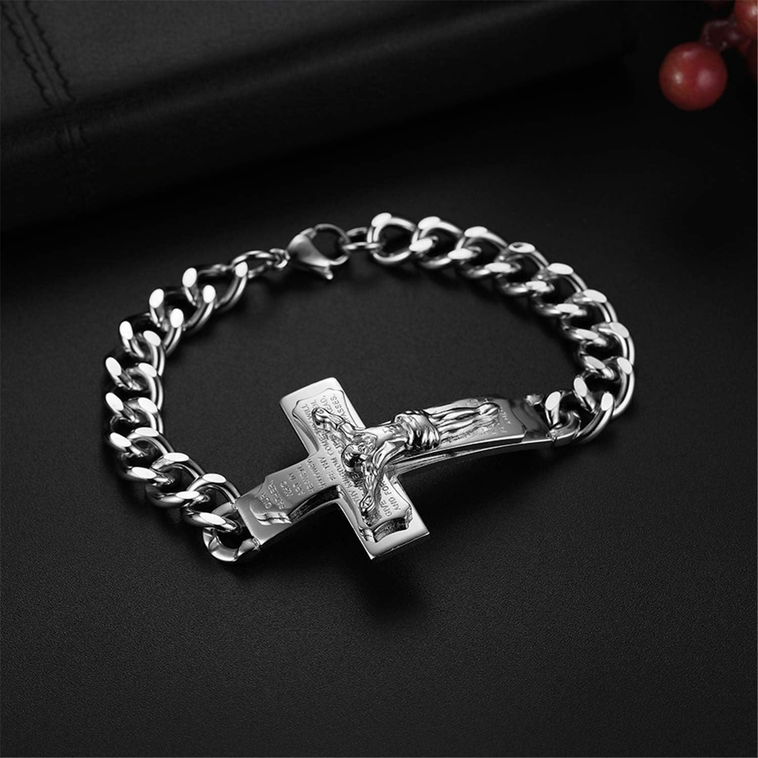 Christiandiscipleshop Solid Jesus Cross Bible Verse Crucifix Prayer Bangle Bracelet