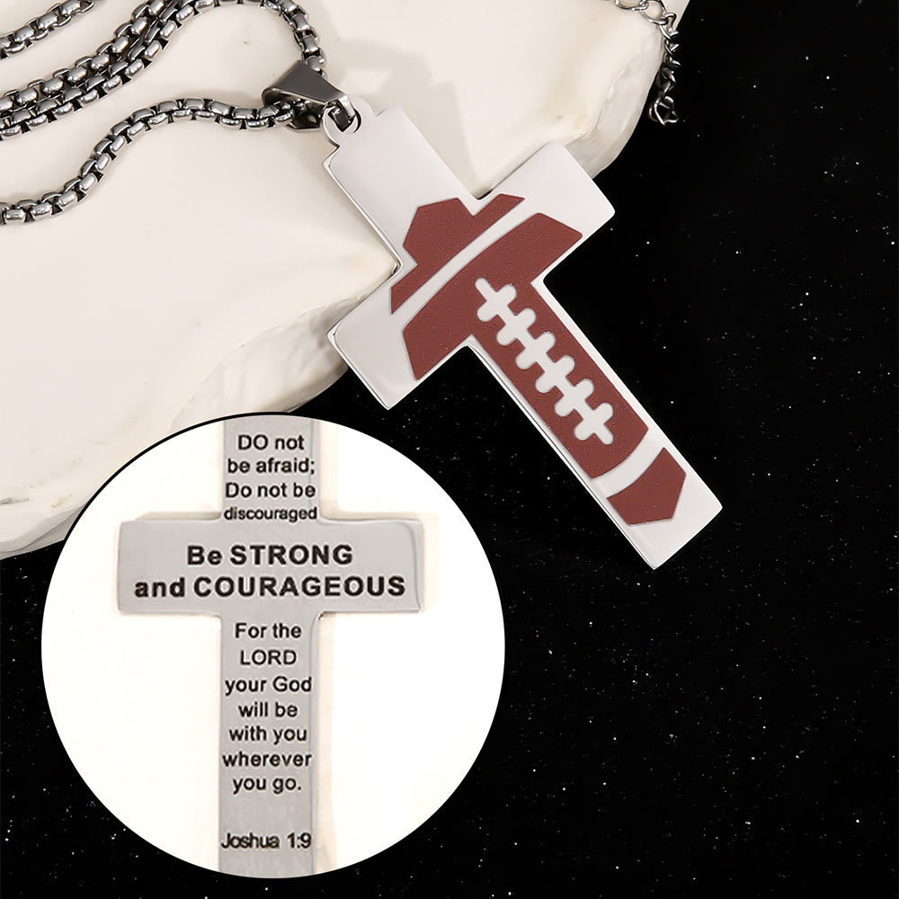 Christiandiscipleshop Sport Style Football Pray for Blessings Cross Necklace