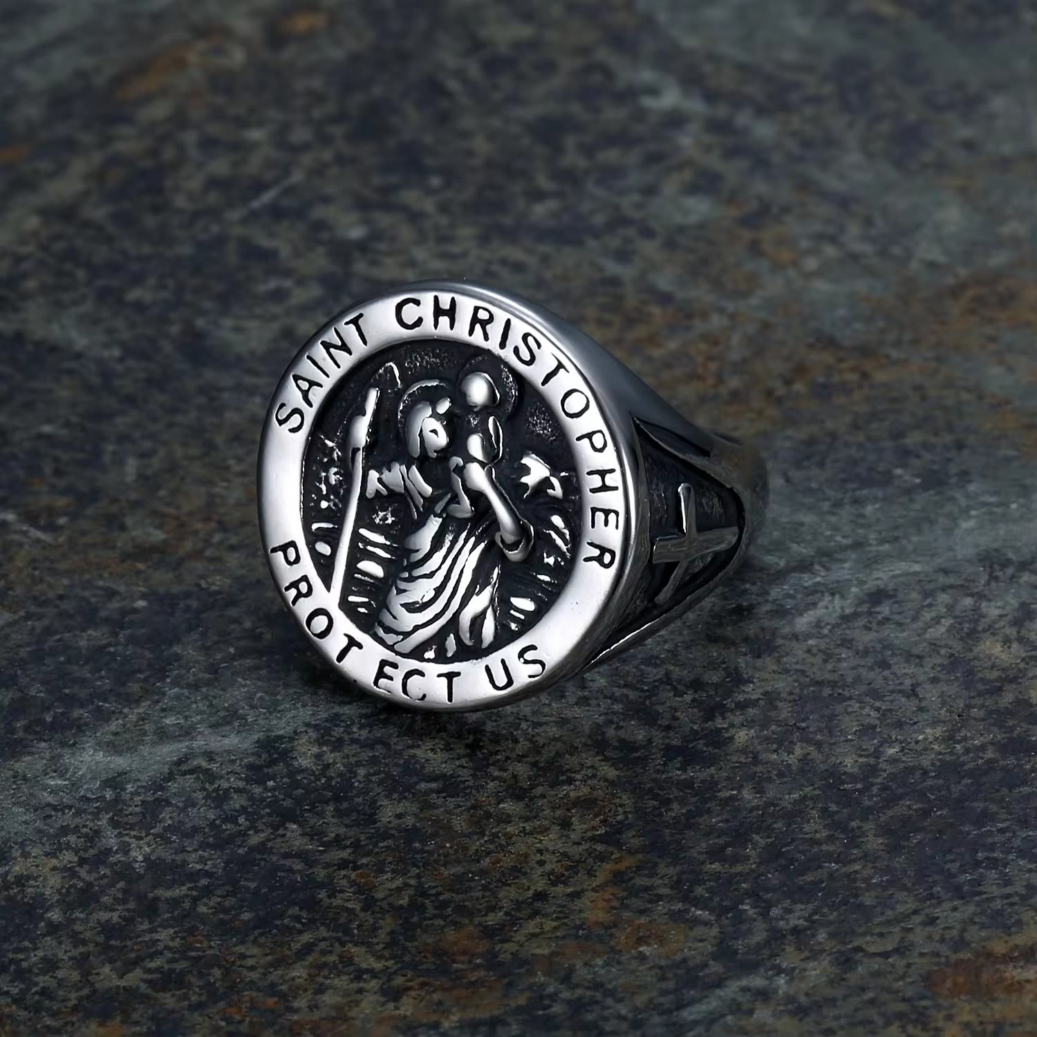 Christiandiscipleshop Saint Christopher Protect Us Medal Signet Ring
