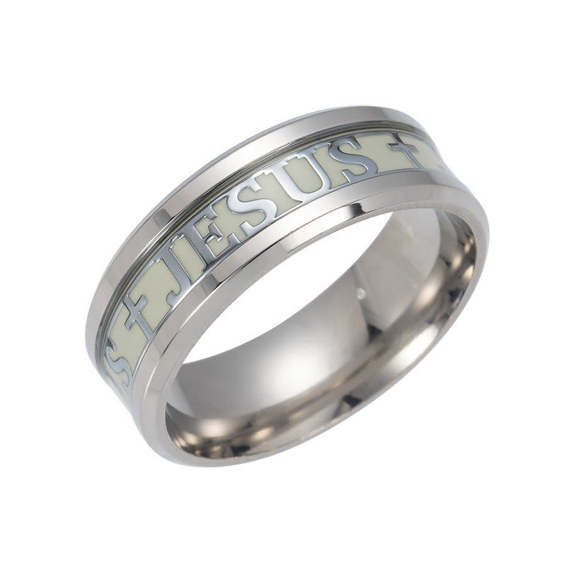christiandiscipleshop Luminous "JESUS" Printed Stainless Steel Ring