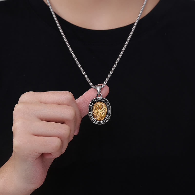 christiandiscipleshopthe Golden Christ Saint Medal Pendant Titanium Necklace