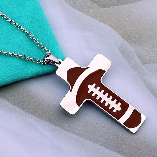 Christiandiscipleshop Sport Style Football Pray for Blessings Cross Necklace