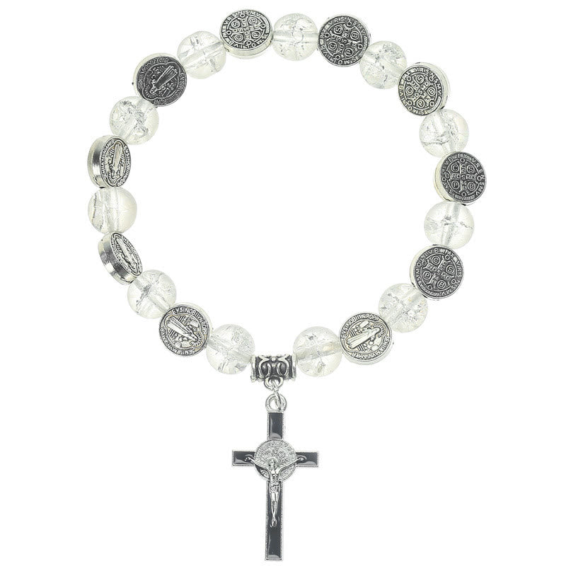 christiandiscipleshop Jesus Cross Alloy Charm Pendant Beaded Bracelet