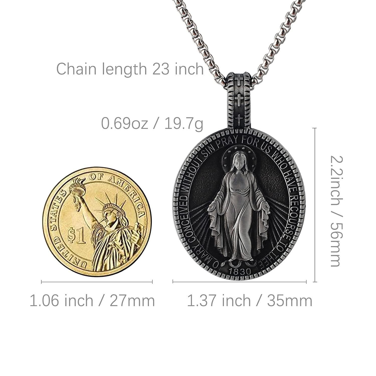 christiandiscipleshop Miraculous Virgin Mary Medallion Pendant Necklace