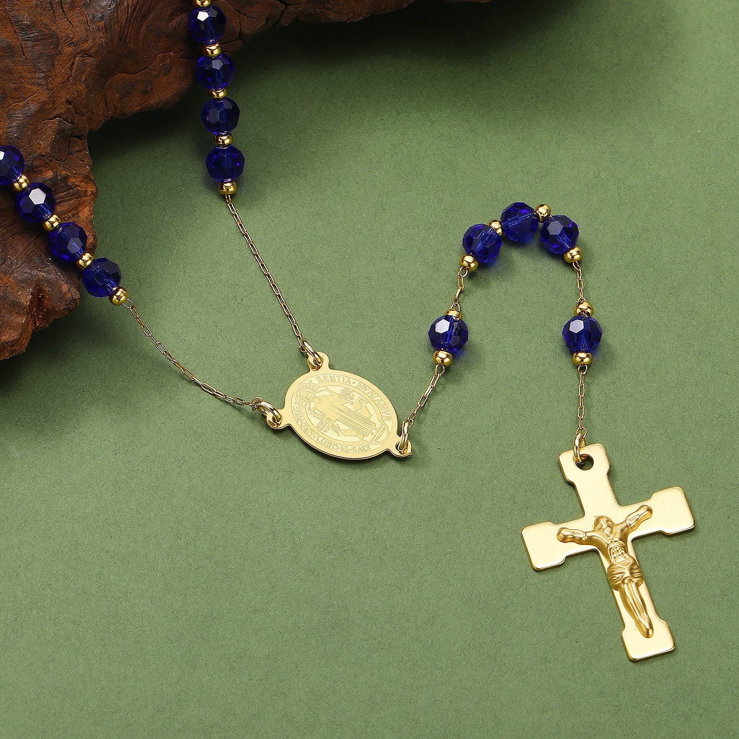 Stainless Steel/Crystal Beads Rosary with Crucifix