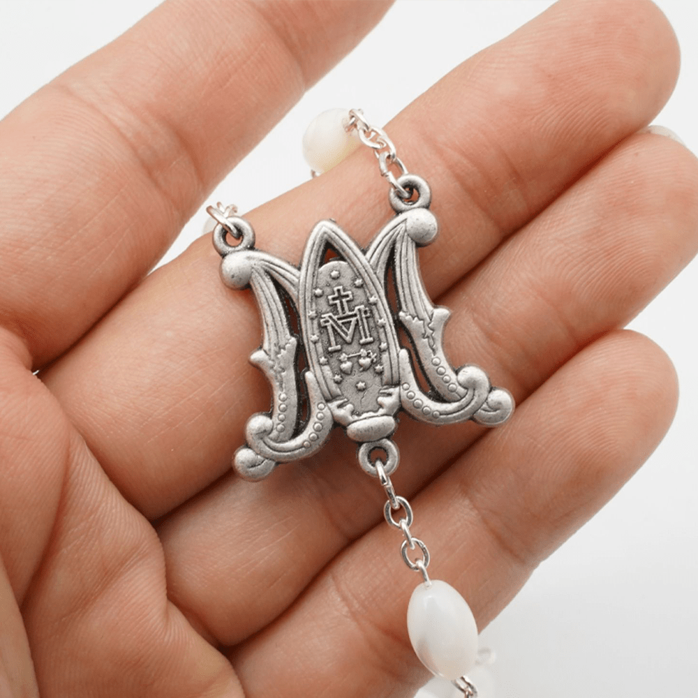 Christianartworkshop Blessed Virgin Mary: Catholic Mother-of-Pearl Rosary