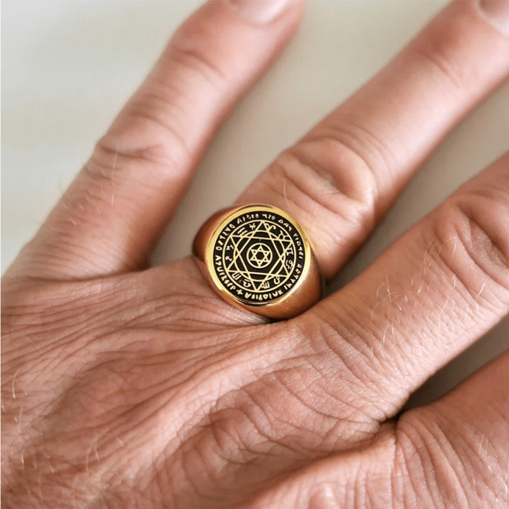 christiandiscipleshop Talisman Seal of Solomon Six-Pointed Star Constellation Rings Stainless Steel Band