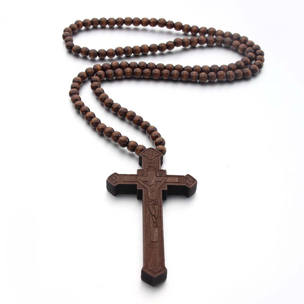 christiandiscipleshop Jesus Cross Wooden Necklace