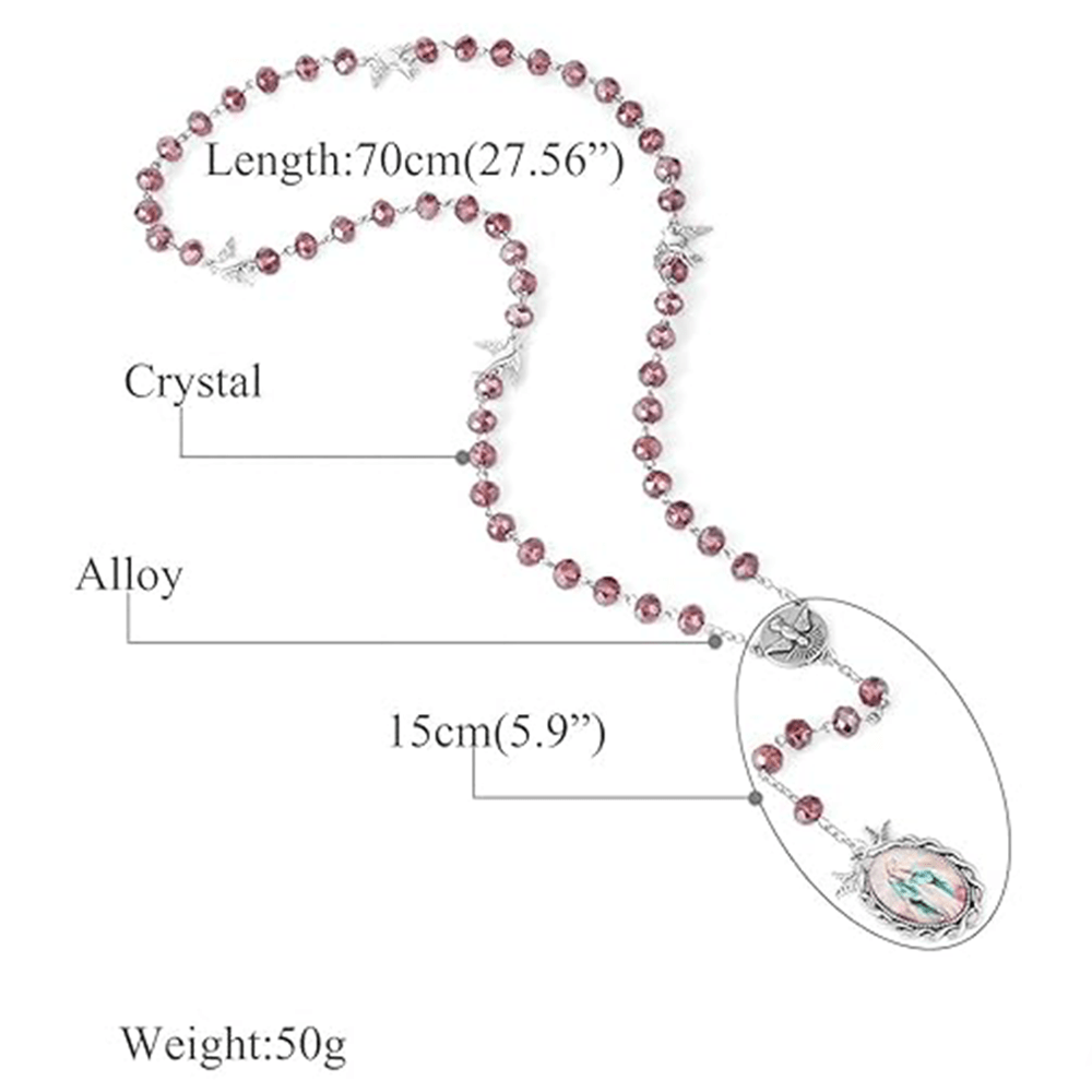 christiandiscipleshop Holy Spirit & Our Lady of Grace of 6*8 mm Polyhedron Purple Crystal Alloy Chain Rosary