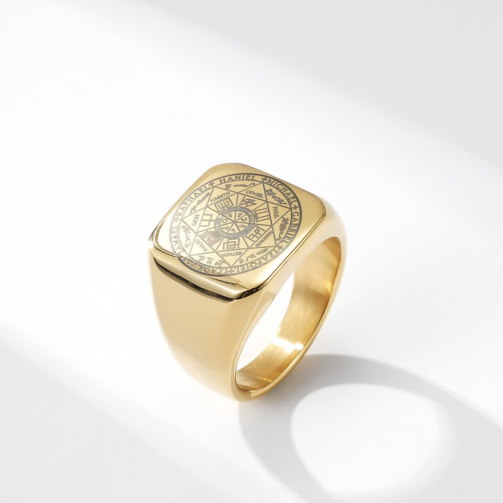 Christiandiscipleshop Seals of The Seven Archangels Protection Solomon Kabbalah Titanium Ring