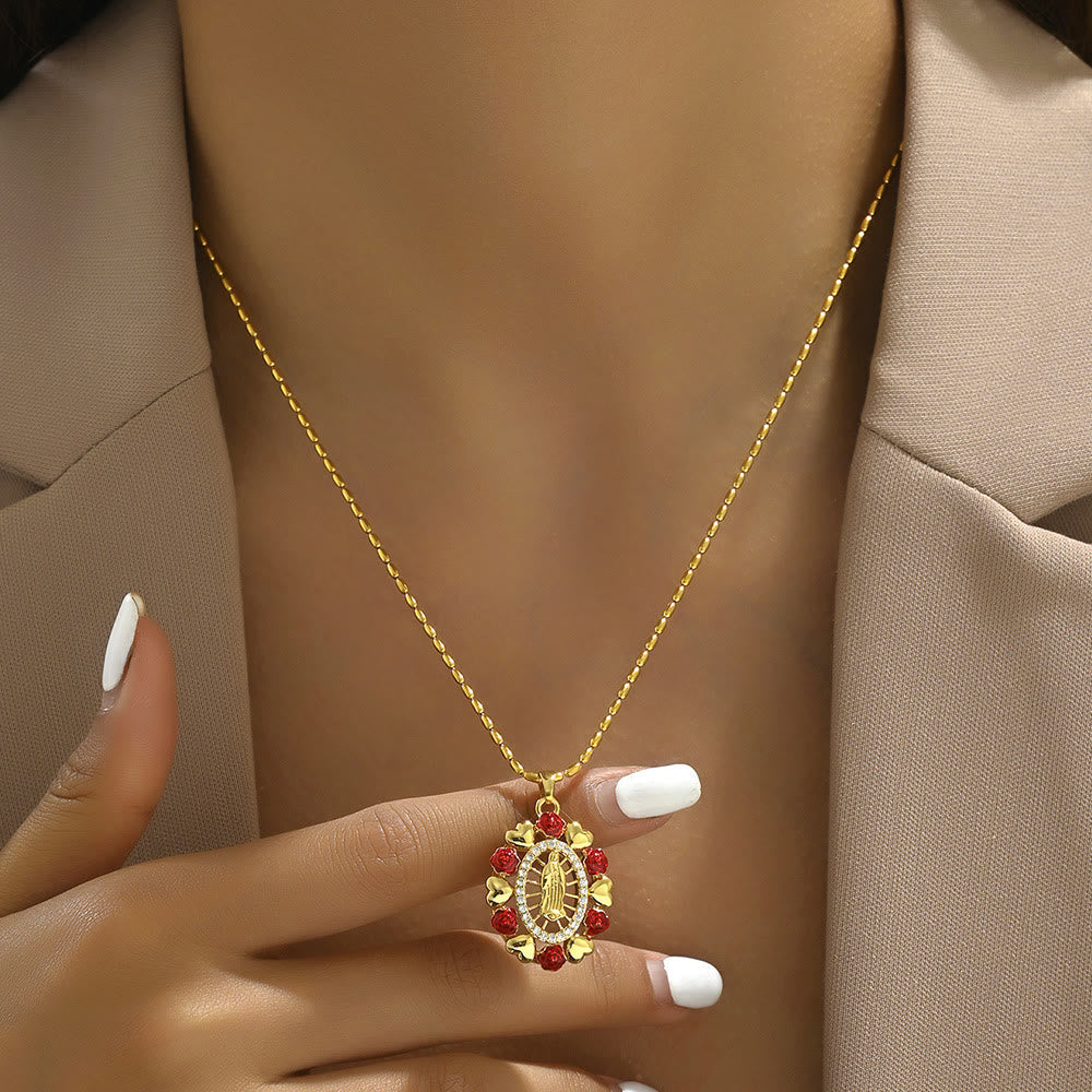 christiandiscipleshopthe Our Lady of Guadalupe Virgin Mary Golden Necklace