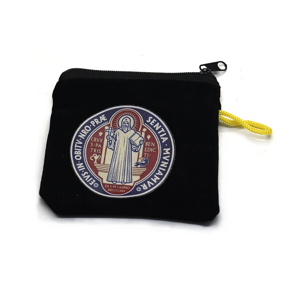 Christiandiscipleshop Modern Style St. Benedict Practical Velvet Religion Jewelry Storage Bag