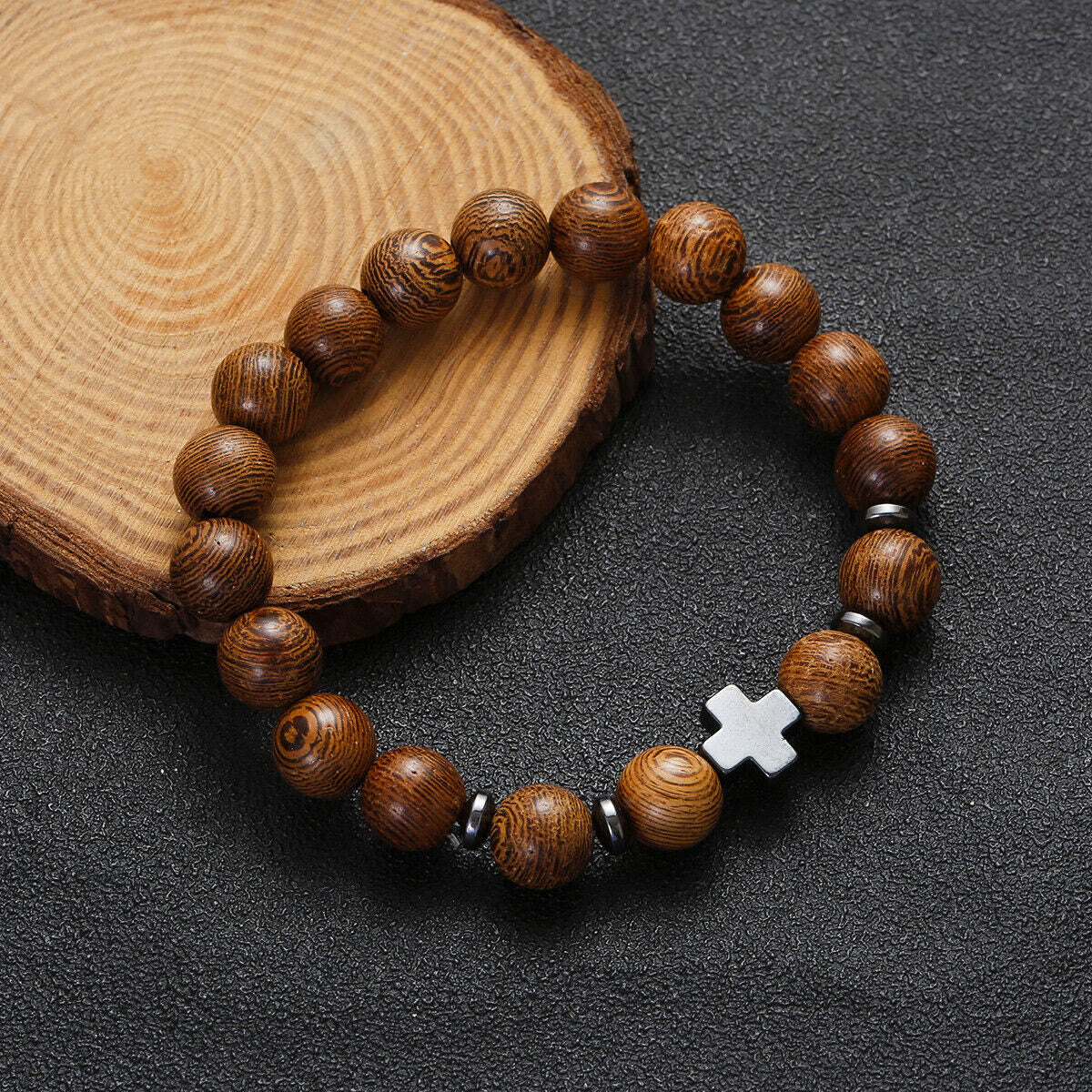 Christiandiscipleshop Cross Wooden Bead Bracelet