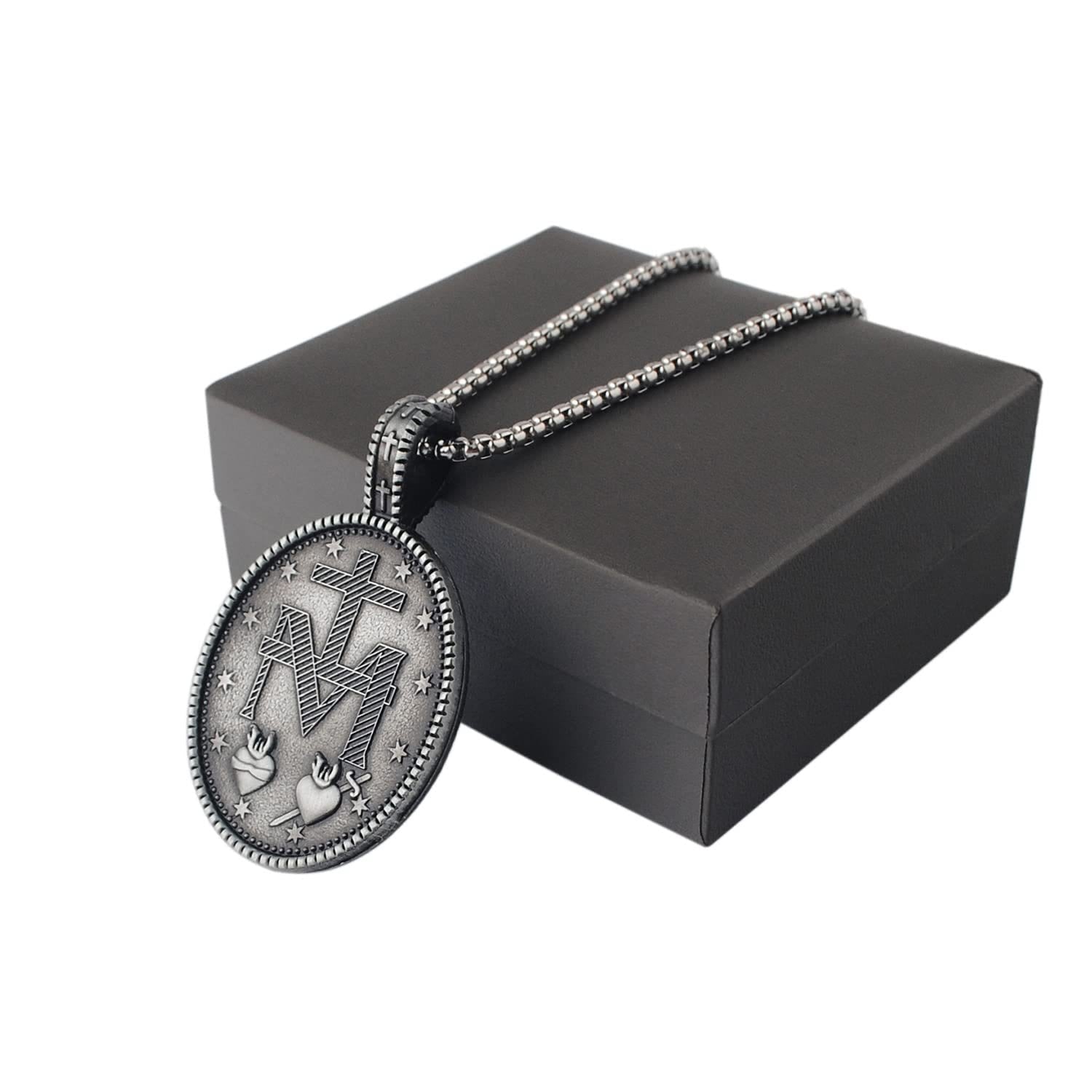 christiandiscipleshop Miraculous Virgin Mary Medallion Pendant Necklace