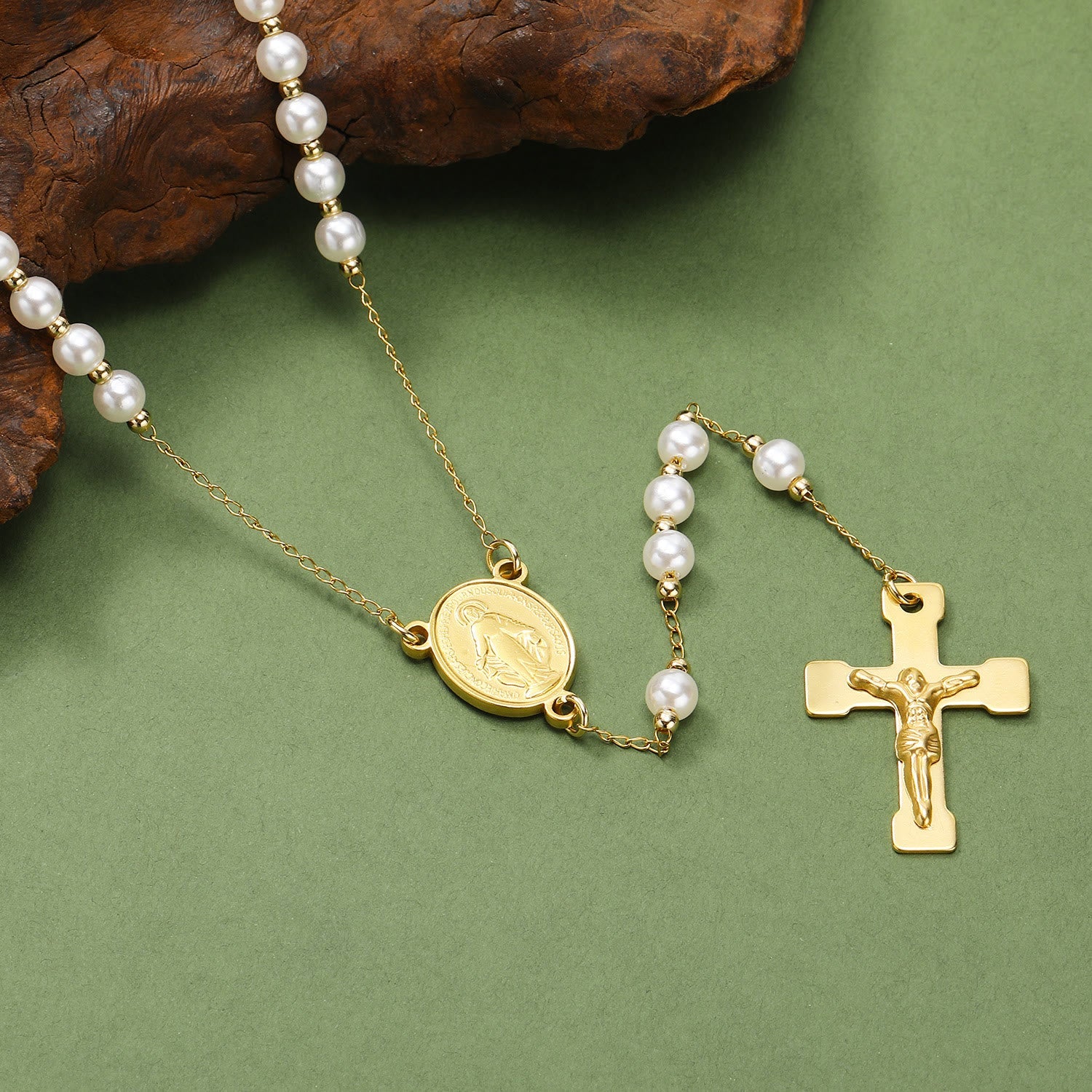 Stainless Steel/Crystal Beads Rosary with Crucifix