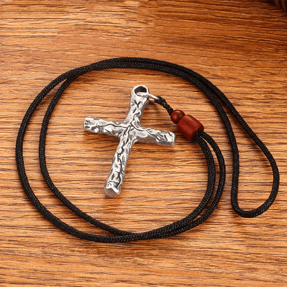 christiandiscipleshop Minimalist Style Heavy Metal Cracked Cross Necklace