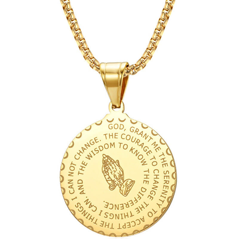 Christiandiscipleshop Praying Hands Round Plaque Necklace