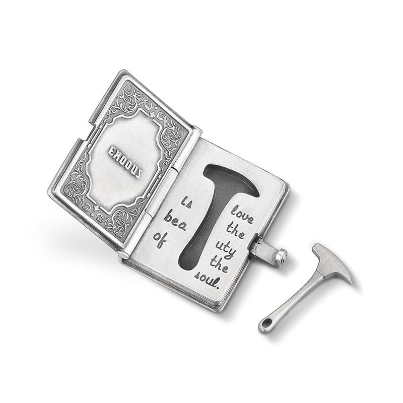 Christianartworkshop Bible with the Removable Rock Hammer Necklace