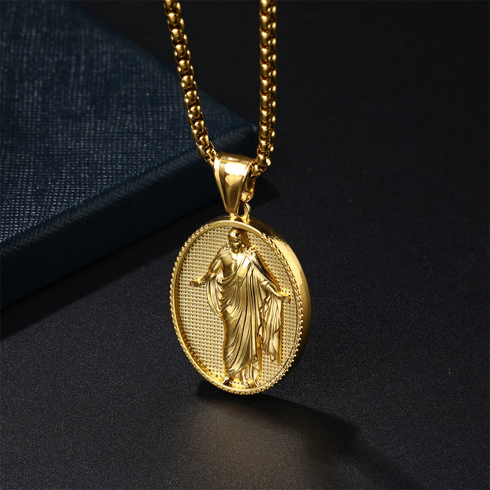 christiandiscipleshop Jesus Medallion Pendant Blessing Necklace