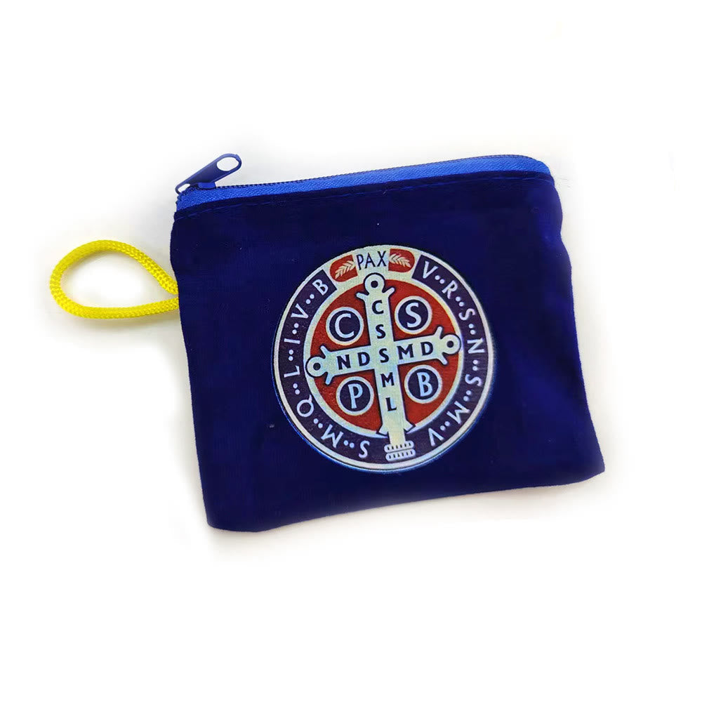 Christiandiscipleshop Modern Style St. Benedict Practical Velvet Religion Jewelry Storage Bag