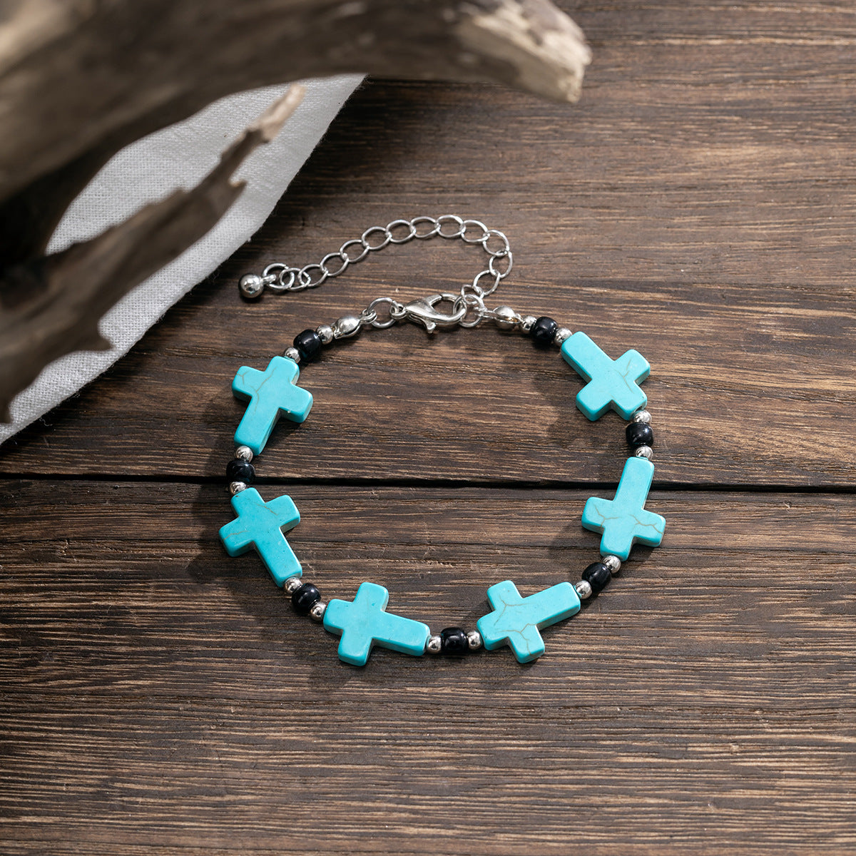Christiandiscipleshop Crucifix Prayer Beaded Turquoise Bracelet