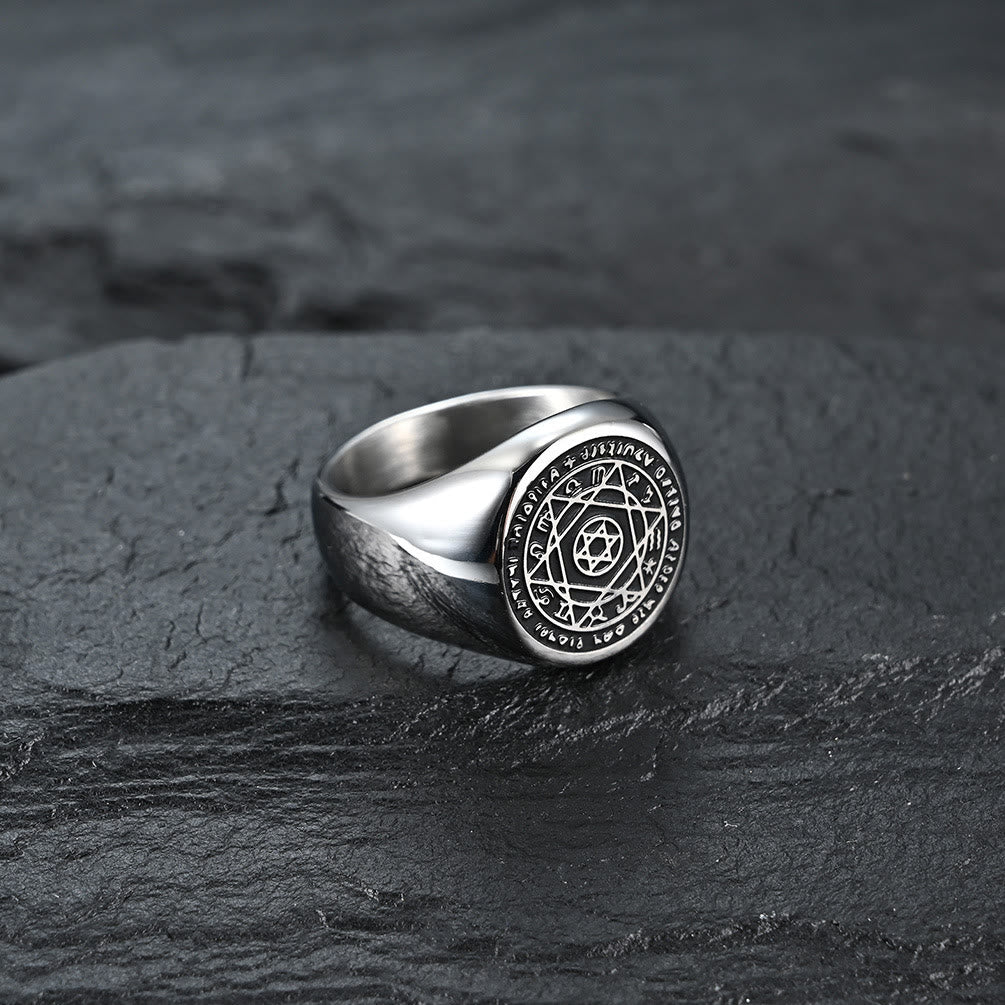christiandiscipleshop Talisman Seal of Solomon Six-Pointed Star Constellation Rings Stainless Steel Band
