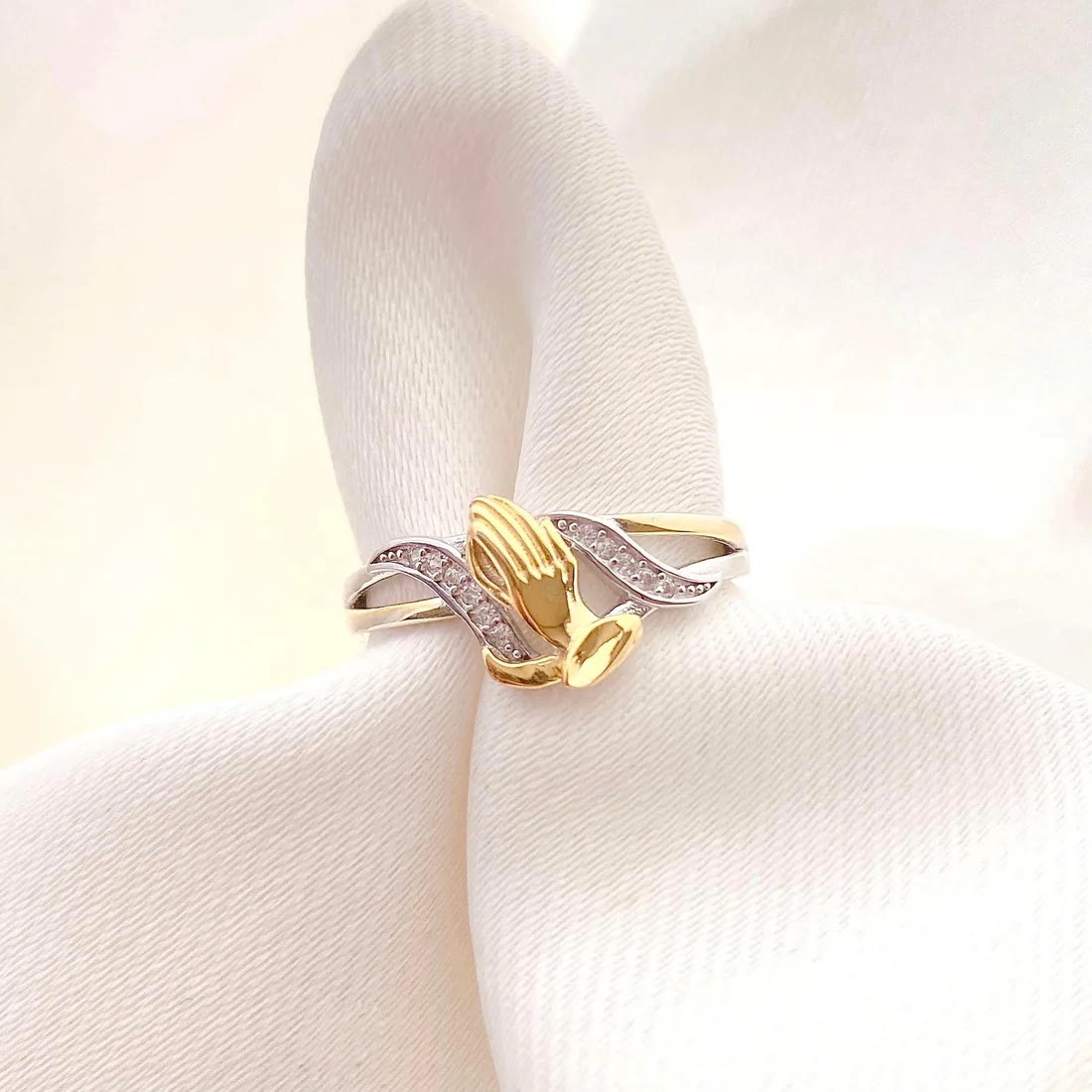 Christiandiscipleshop Praying Hands Gold & Silver Ring