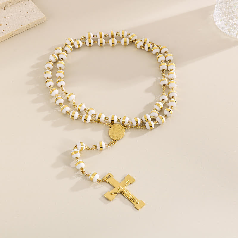 Stainless Steel/Crystal Beads Rosary with Crucifix