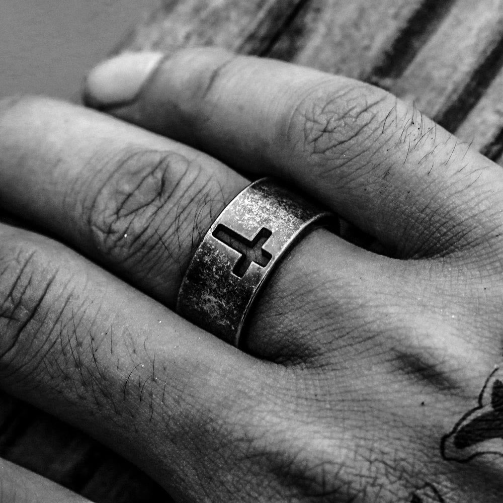 christiandiscipleshop Stainless Steel Antique Punk christiandiscipleshop Cross Ring